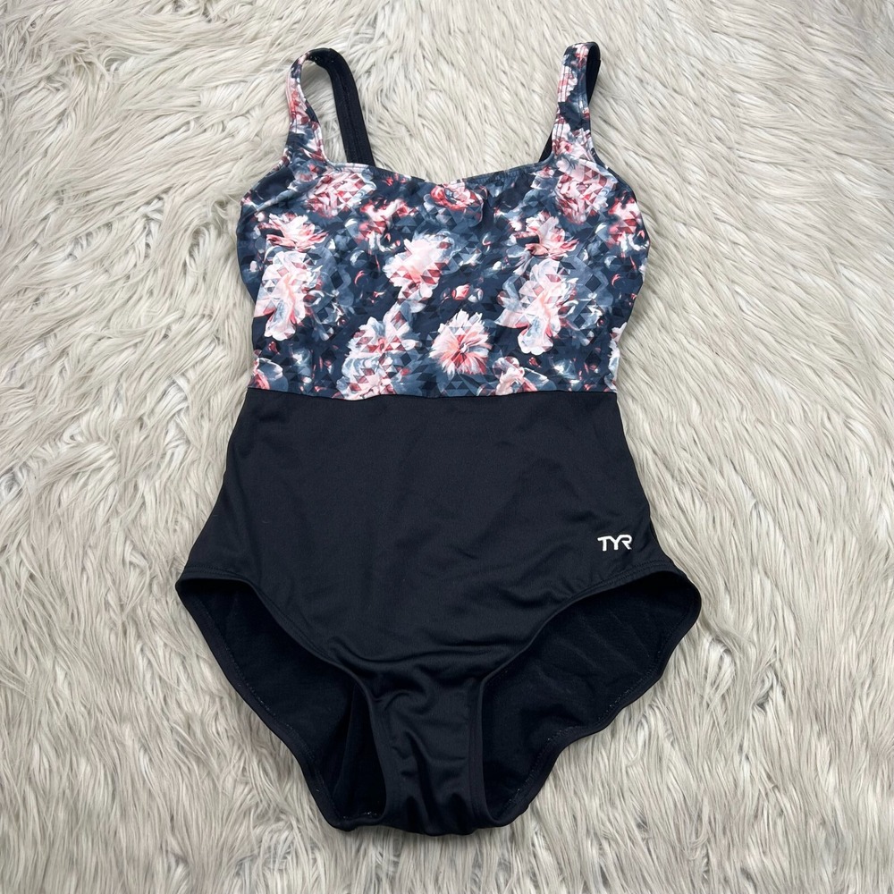 TYR Women's 8 Black and Multi Vitric Diamondfit One Piece Swimsuit